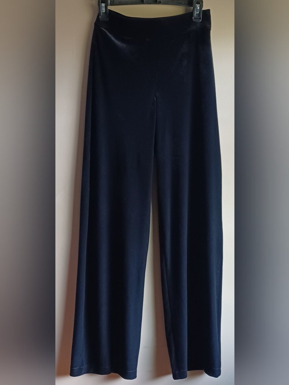 SPANX black Velvet Front Slit Wide Leg Pants M
